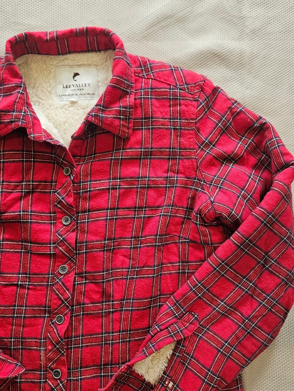 Lee Valley Ireland 100% Cotton Men's S Flannel Fleece Lined Shirt Irish Red